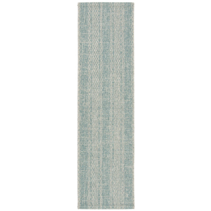 SAFAVIEH Outdoor CY8736-37112 Courtyard Light Grey / Aqua Rug Image 1