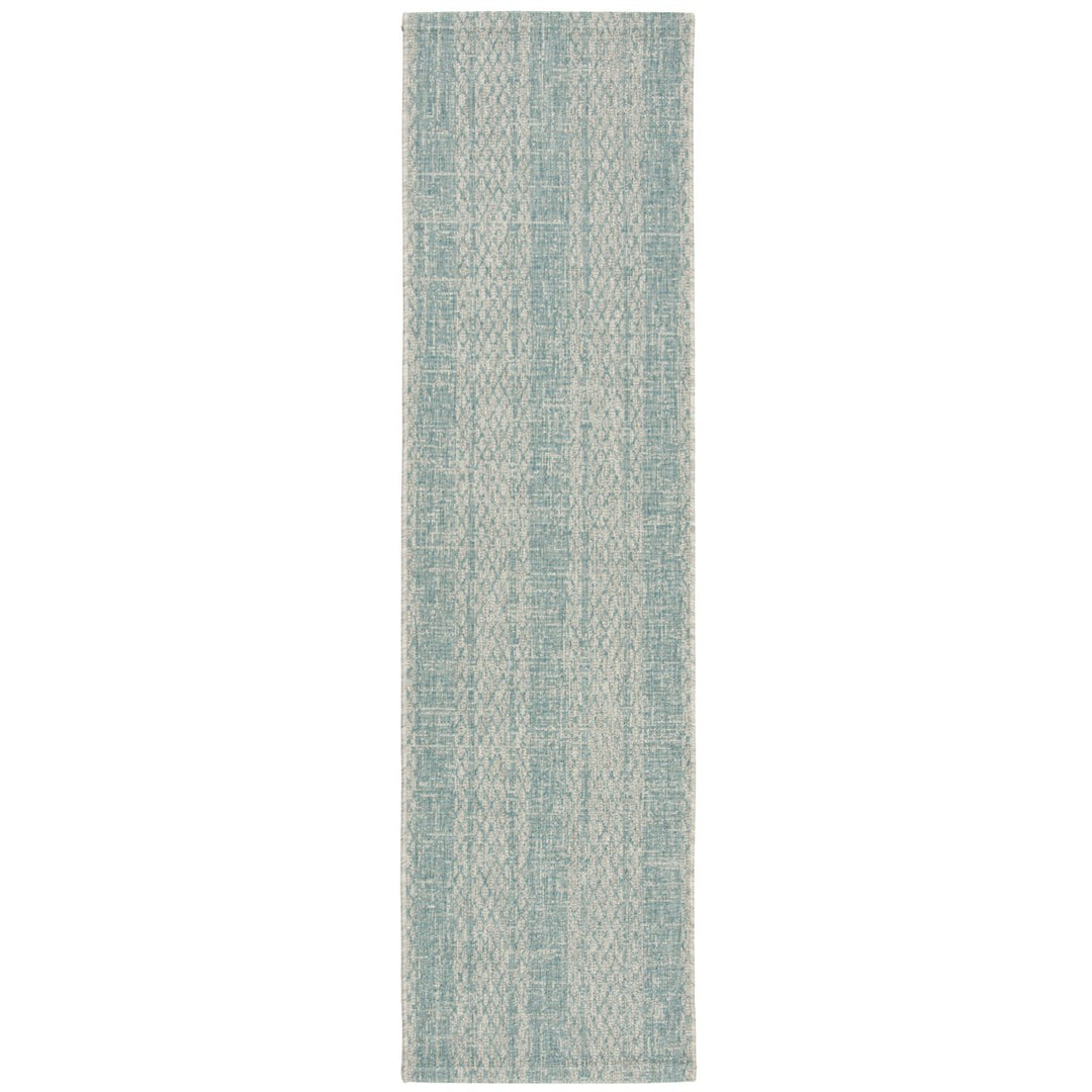 SAFAVIEH Outdoor CY8736-37112 Courtyard Light Grey / Aqua Rug Image 1