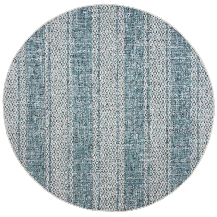 SAFAVIEH Outdoor CY8736-37212 Courtyard Light Grey / Teal Rug Image 1