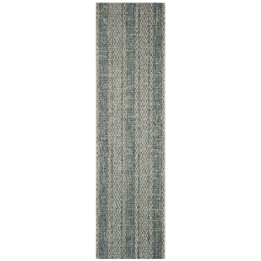 SAFAVIEH Outdoor CY8736-37212 Courtyard Light Grey / Teal Rug Image 1