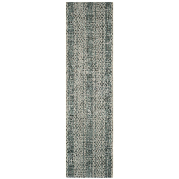 SAFAVIEH Outdoor CY8736-37212 Courtyard Light Grey / Teal Rug Image 1