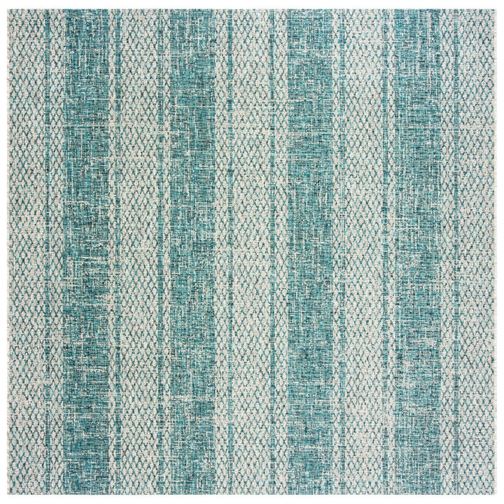 SAFAVIEH Outdoor CY8736-37212 Courtyard Light Grey / Teal Rug Image 1