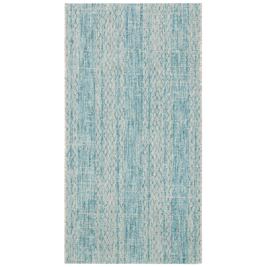 SAFAVIEH Outdoor CY8736-37112 Courtyard Light Grey / Aqua Rug Image 10