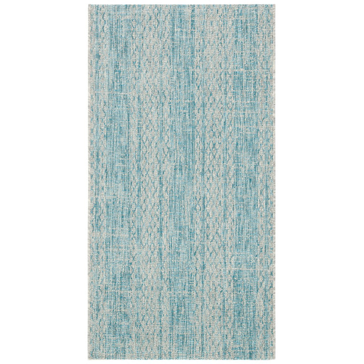 SAFAVIEH Outdoor CY8736-37112 Courtyard Light Grey / Aqua Rug Image 1