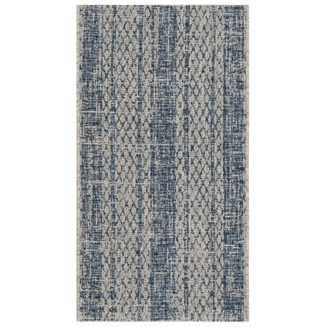 SAFAVIEH Outdoor CY8736-36812 Courtyard Light Grey / Blue Rug Image 1