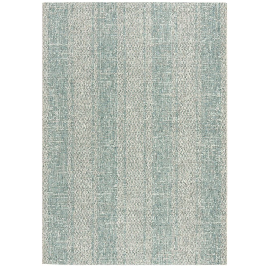 SAFAVIEH Outdoor CY8736-37112 Courtyard Light Grey / Aqua Rug Image 1