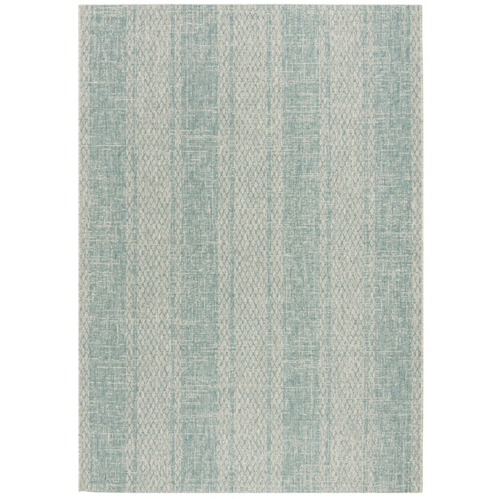 SAFAVIEH Outdoor CY8736-37112 Courtyard Light Grey / Aqua Rug Image 1