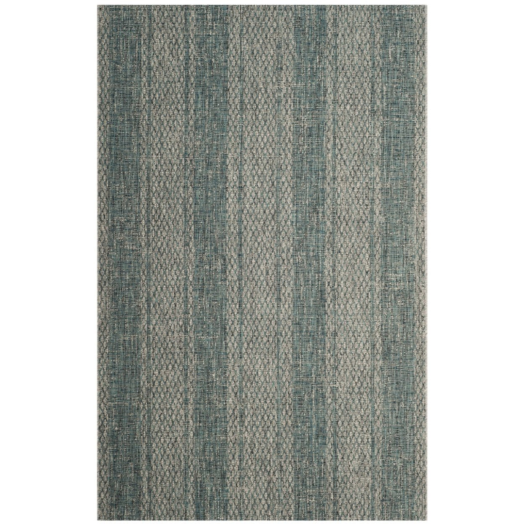 SAFAVIEH Outdoor CY8736-37212 Courtyard Light Grey / Teal Rug Image 1