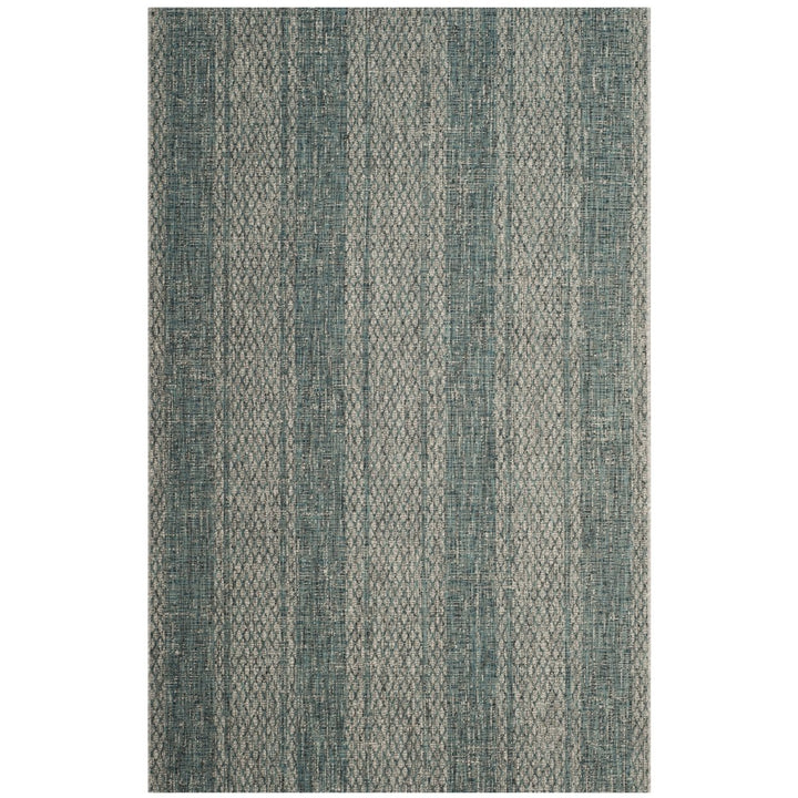 SAFAVIEH Outdoor CY8736-37212 Courtyard Light Grey / Teal Rug Image 1