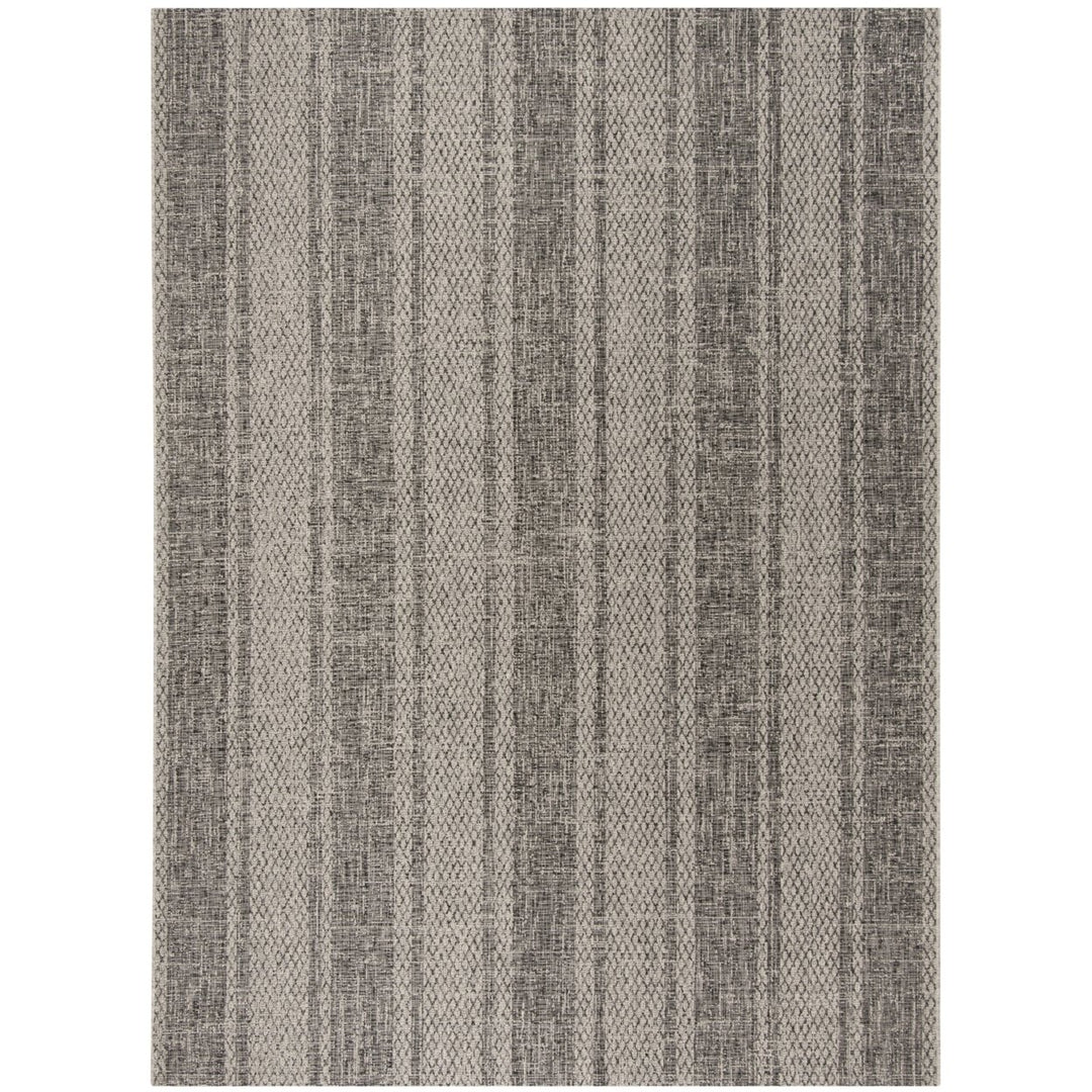 SAFAVIEH Outdoor CY8736-37612 Courtyard Light Grey / Black Rug Image 1