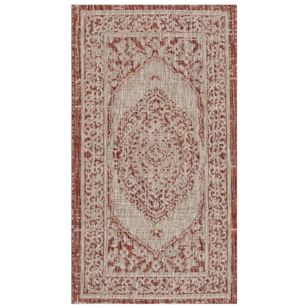 SAFAVIEH Outdoor CY8751-36512 Courtyard Lt Beige / Terracotta Rug Image 1