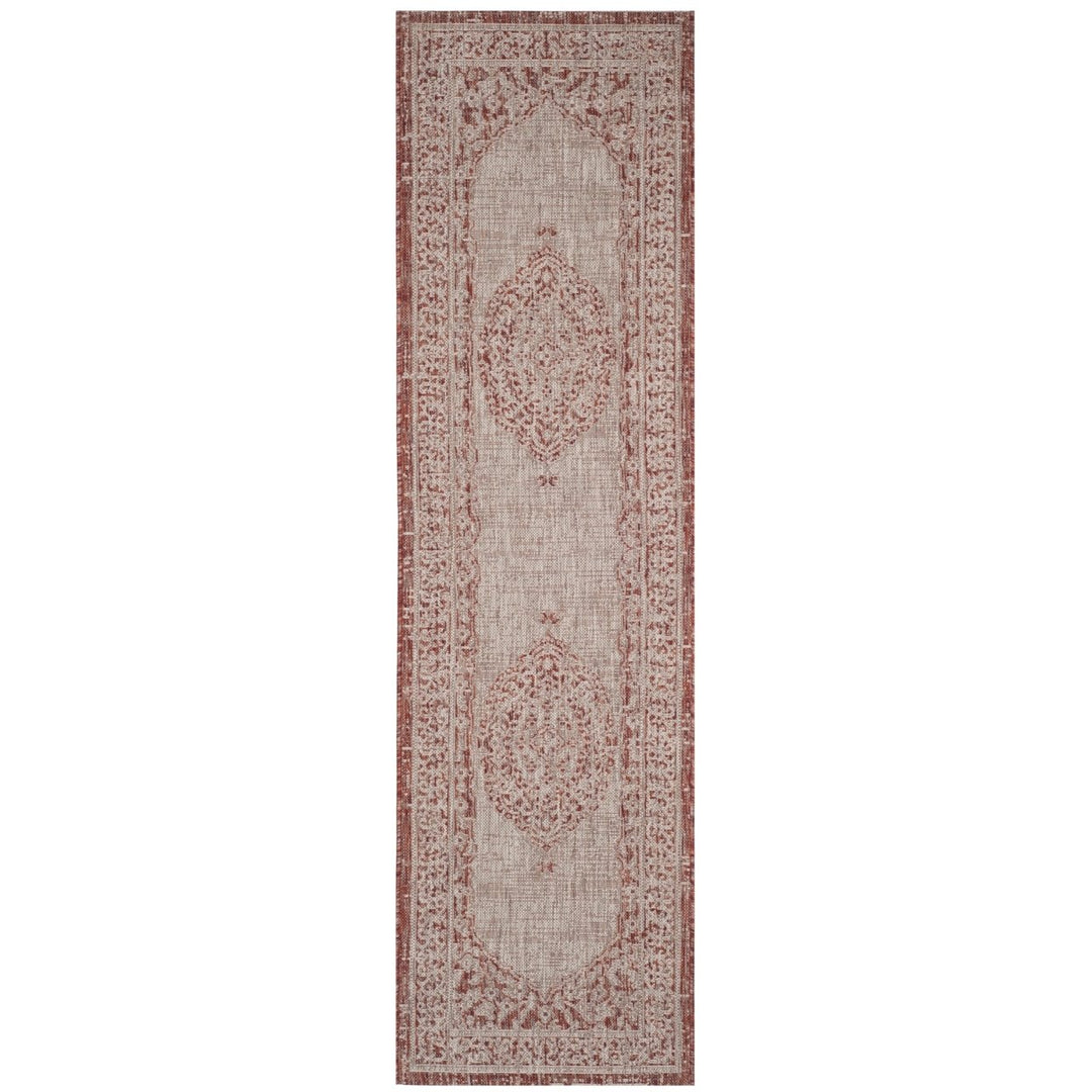 SAFAVIEH Outdoor CY8751-36512 Courtyard Lt Beige / Terracotta Rug Image 1