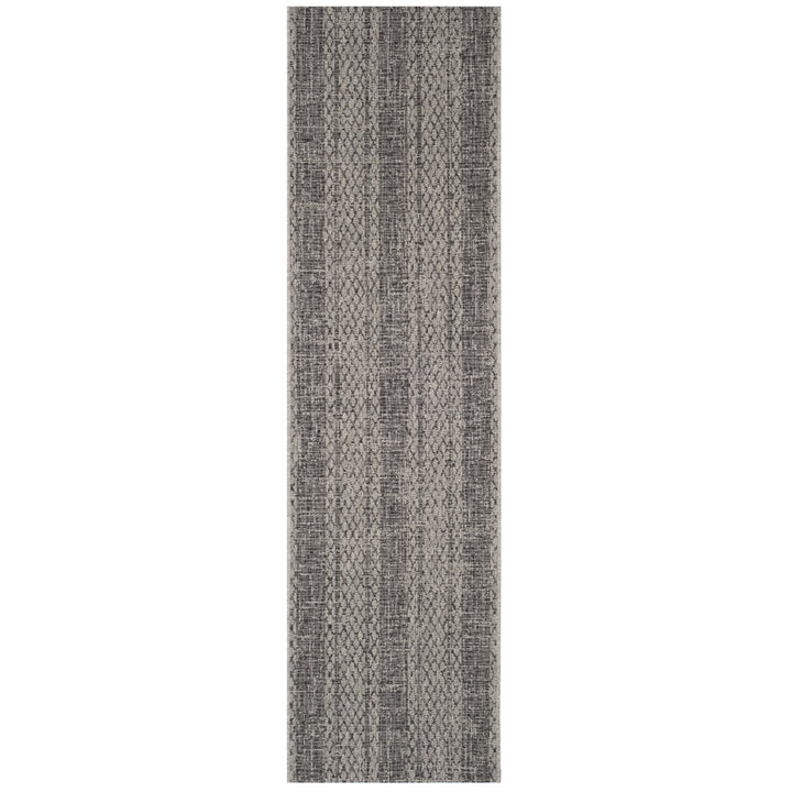 SAFAVIEH Outdoor CY8736-37612 Courtyard Light Grey / Black Rug Image 1