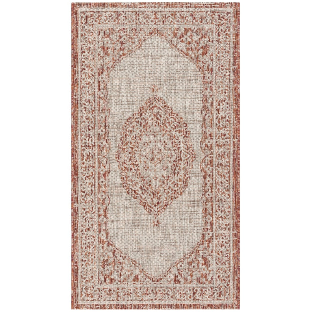 SAFAVIEH Outdoor CY8751-36512 Courtyard Lt Beige / Terracotta Rug Image 1