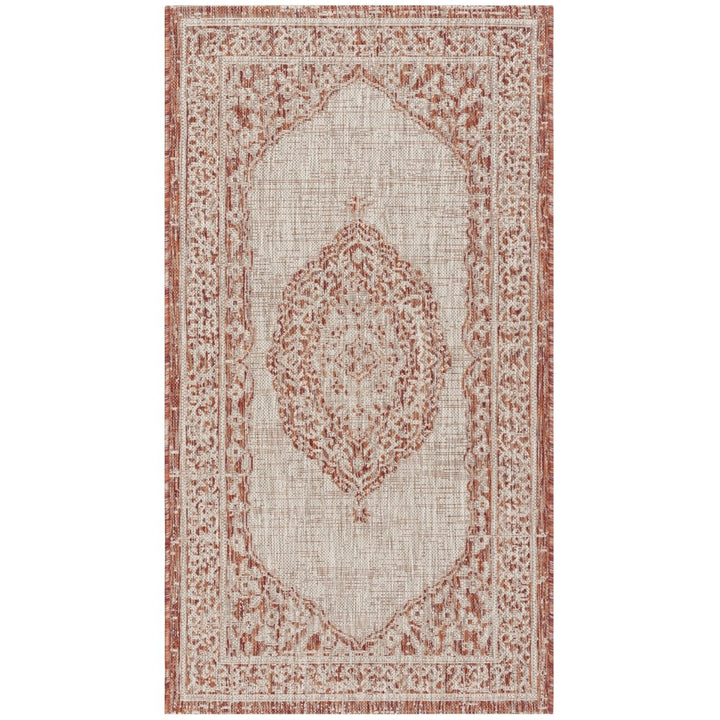 SAFAVIEH Outdoor CY8751-36512 Courtyard Lt Beige / Terracotta Rug Image 1