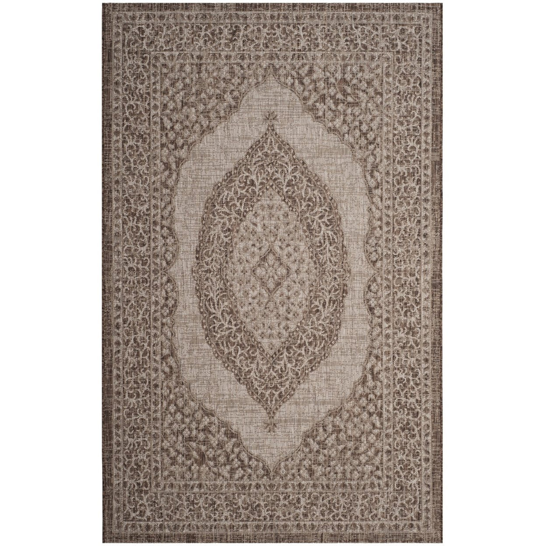 SAFAVIEH Outdoor CY8751-36312 Courtyard Lt Beige / Lt Brown Rug Image 1