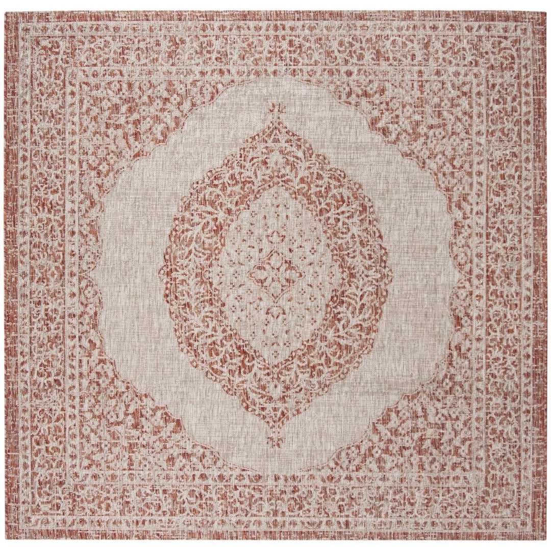 SAFAVIEH Outdoor CY8751-36512 Courtyard Lt Beige / Terracotta Rug Image 1