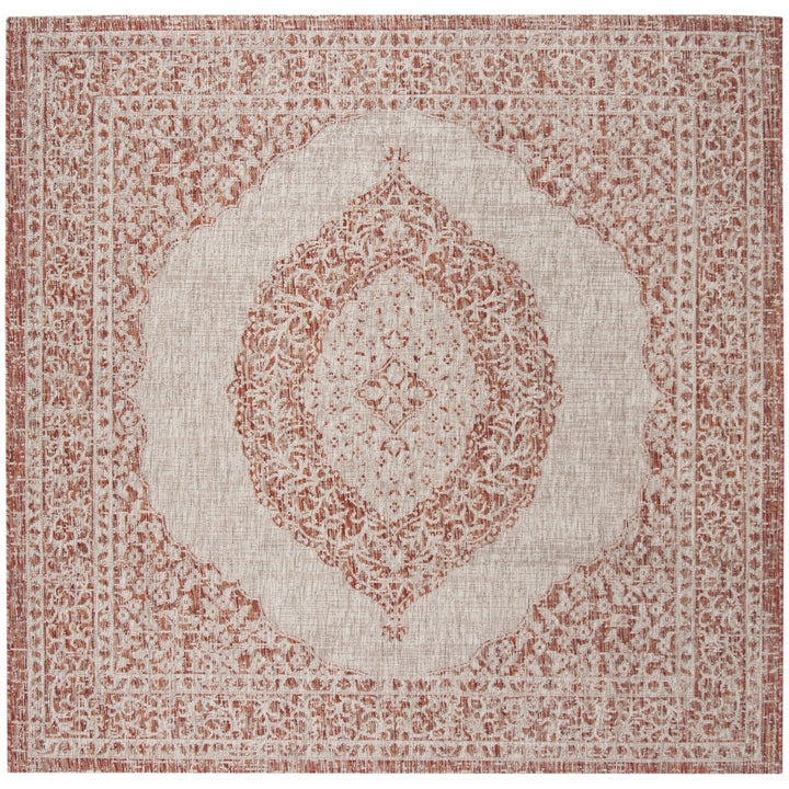 SAFAVIEH Outdoor CY8751-36512 Courtyard Lt Beige / Terracotta Rug Image 1