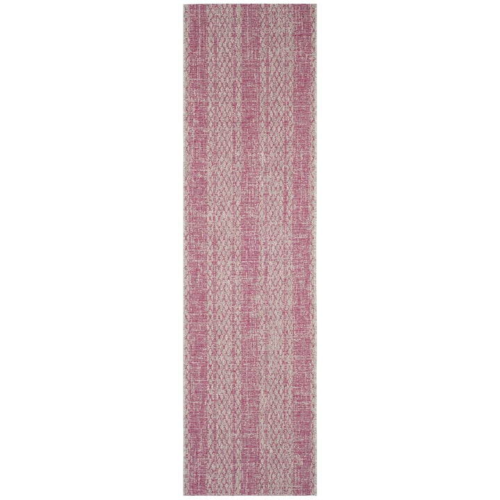 SAFAVIEH Outdoor CY8736-39712 Courtyard Light Grey / Fuchsia Rug Image 1