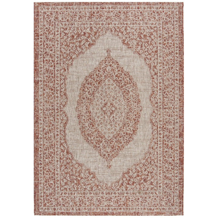 SAFAVIEH Outdoor CY8751-36512 Courtyard Lt Beige / Terracotta Rug Image 1