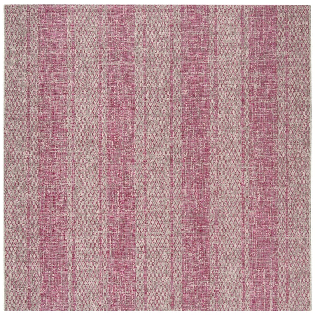 SAFAVIEH Outdoor CY8736-39712 Courtyard Light Grey / Fuchsia Rug Image 1