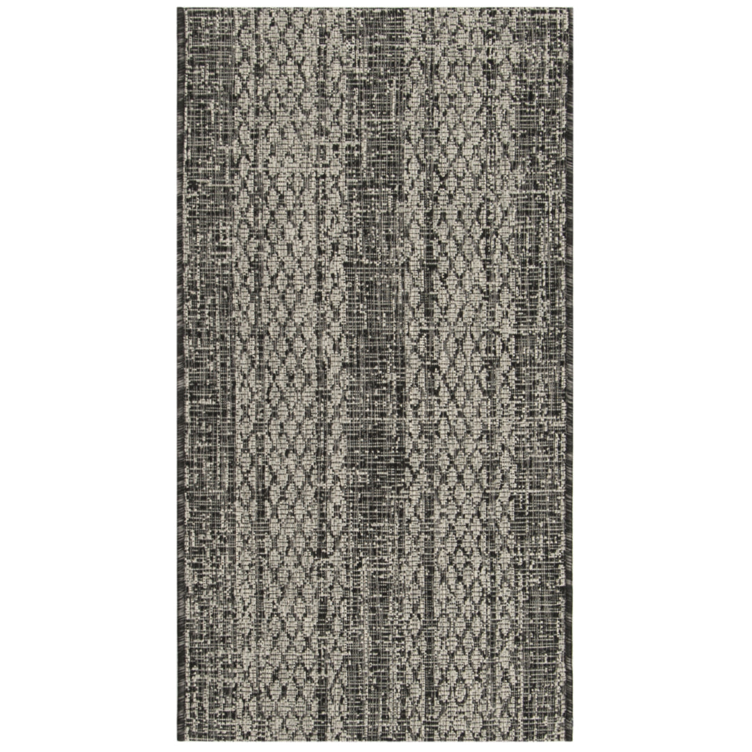 SAFAVIEH Outdoor CY8736-37612 Courtyard Light Grey / Black Rug Image 1