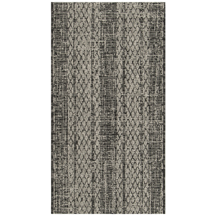 SAFAVIEH Outdoor CY8736-37612 Courtyard Light Grey / Black Rug Image 1