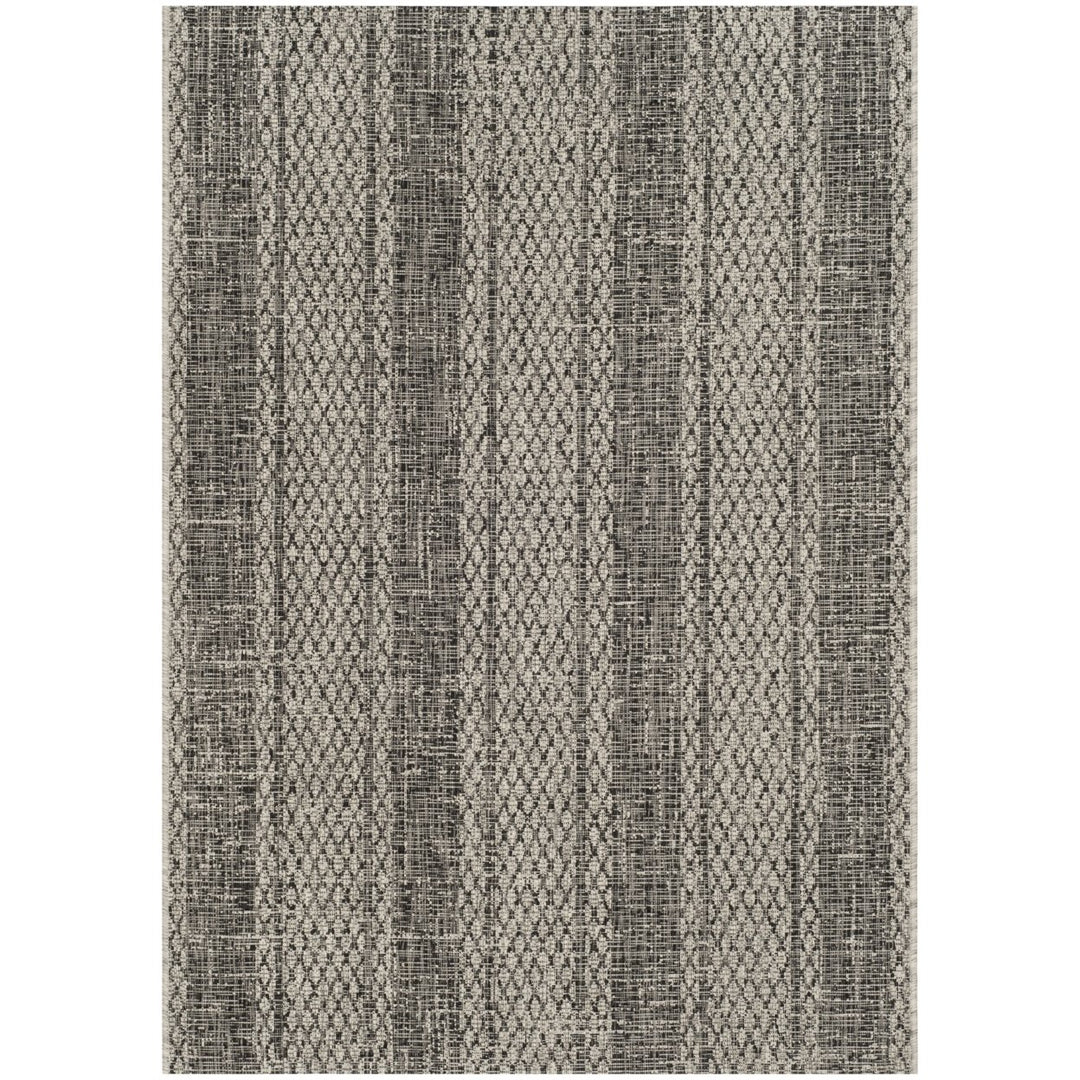 SAFAVIEH Outdoor CY8736-37612 Courtyard Light Grey / Black Rug Image 1