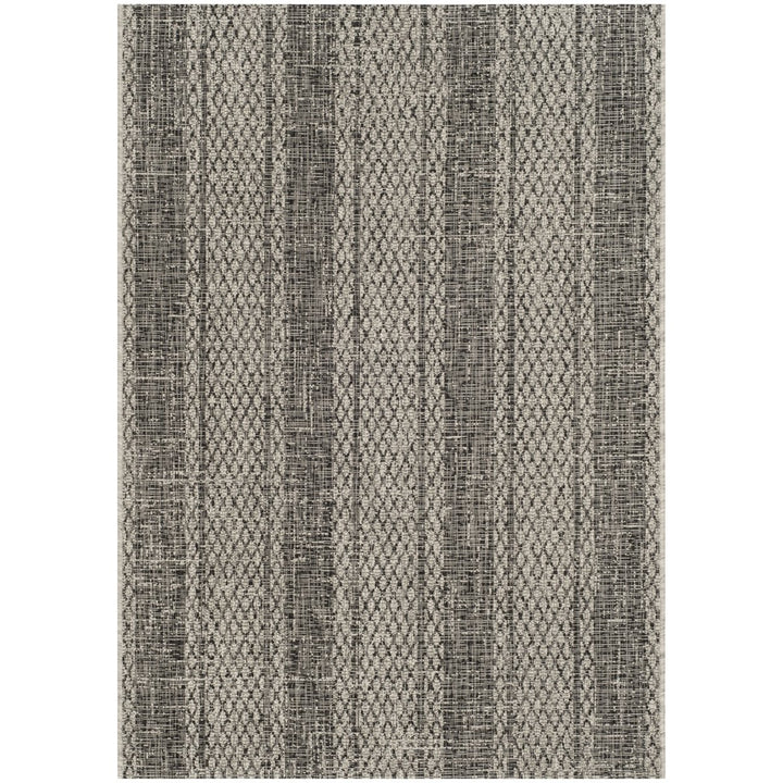 SAFAVIEH Outdoor CY8736-37612 Courtyard Light Grey / Black Rug Image 1