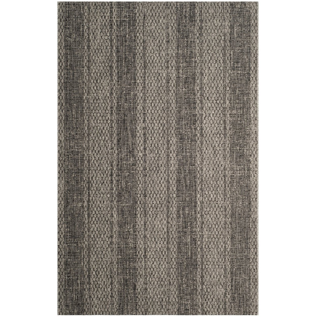 SAFAVIEH Outdoor CY8736-37612 Courtyard Light Grey / Black Rug Image 1