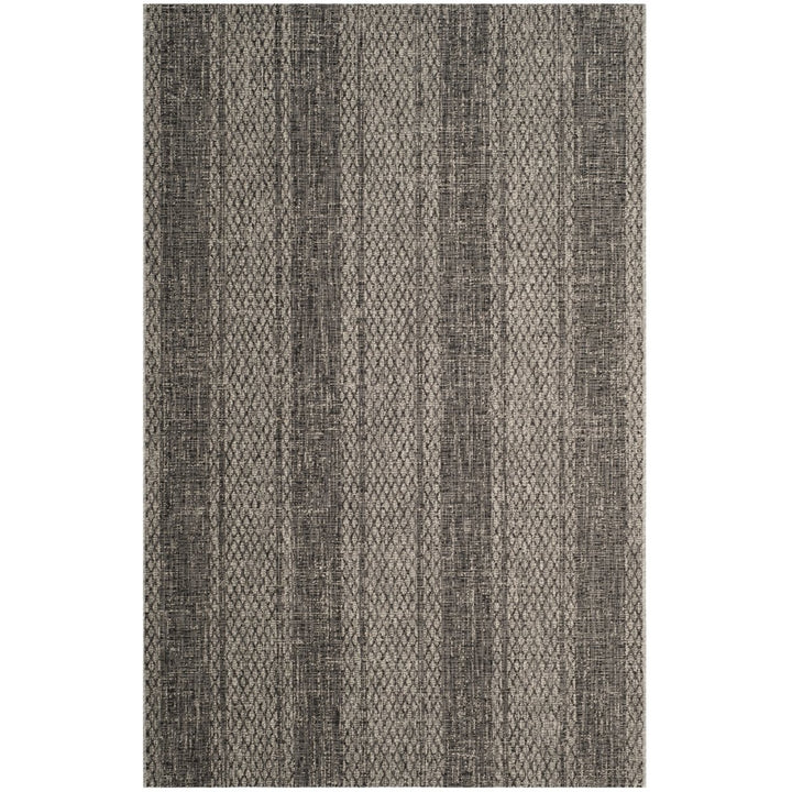 SAFAVIEH Outdoor CY8736-37612 Courtyard Light Grey / Black Rug Image 1