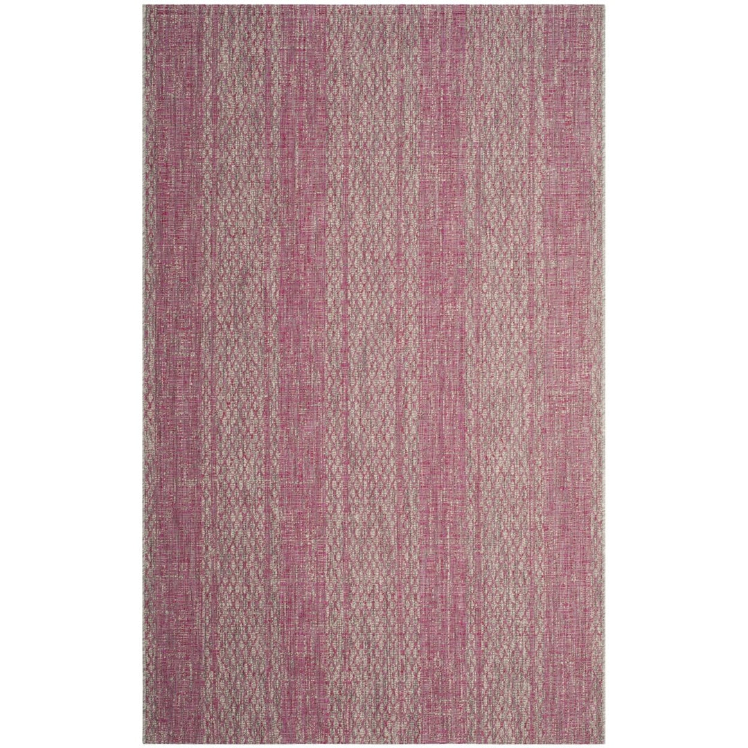 SAFAVIEH Outdoor CY8736-39712 Courtyard Light Grey / Fuchsia Rug Image 1