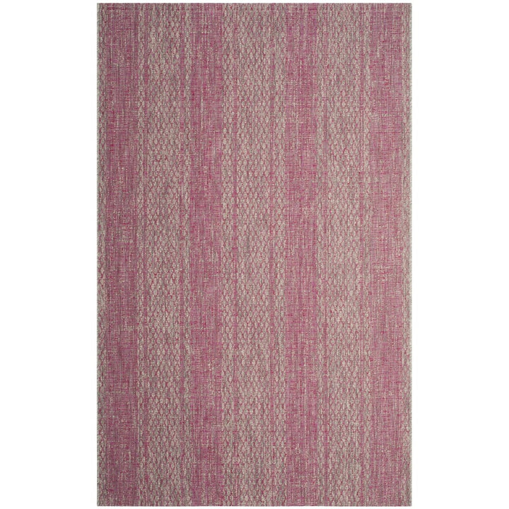 SAFAVIEH Outdoor CY8736-39712 Courtyard Light Grey / Fuchsia Rug Image 1