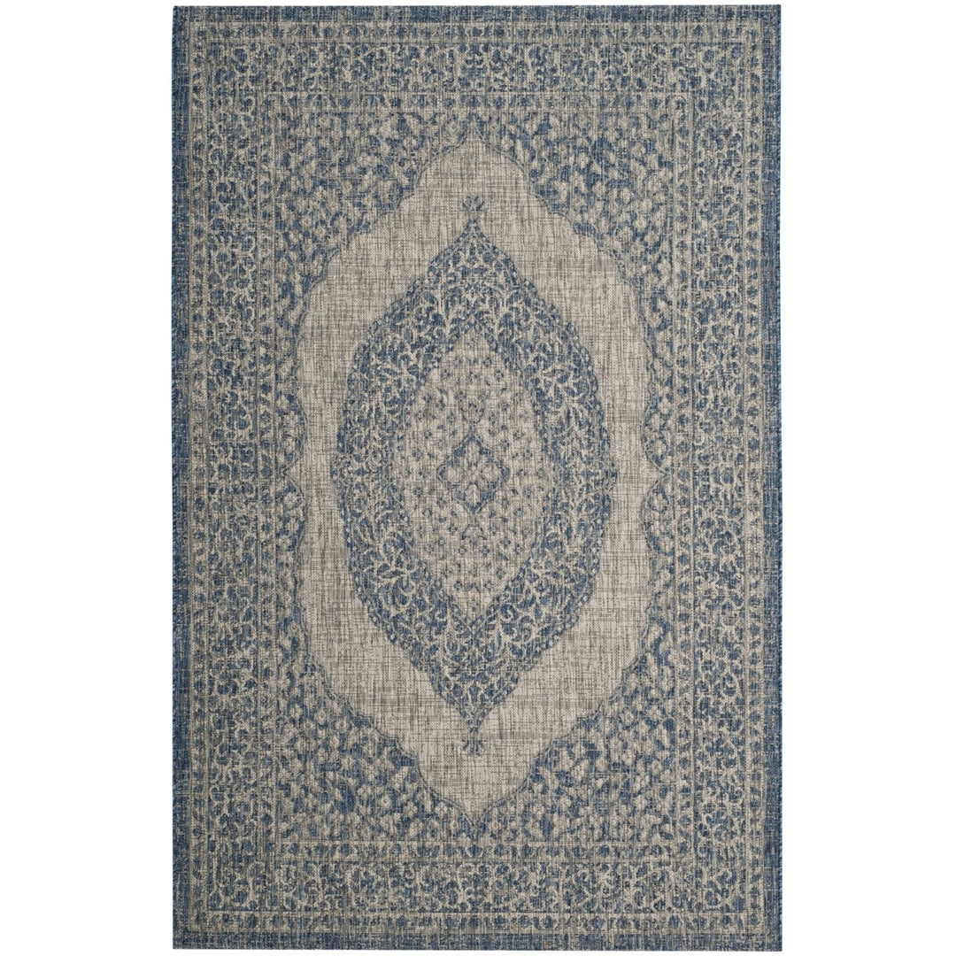 SAFAVIEH Outdoor CY8751-36812 Courtyard Light Grey / Blue Rug Image 1