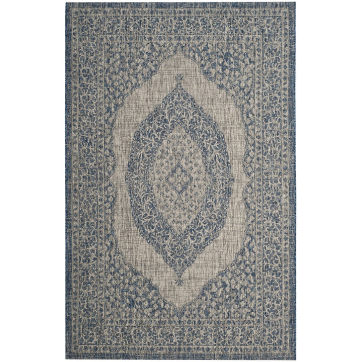 SAFAVIEH Outdoor CY8751-36812 Courtyard Light Grey / Blue Rug Image 1