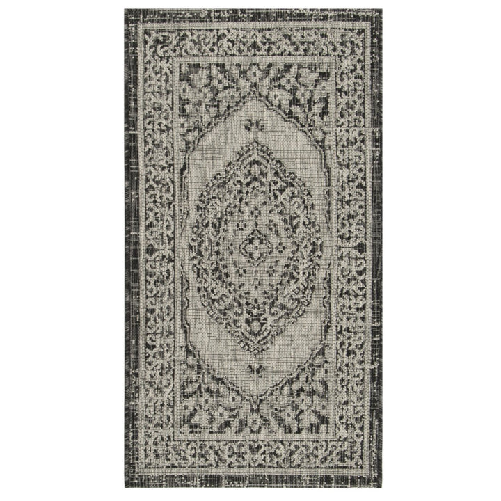 SAFAVIEH Outdoor CY8751-37612 Courtyard Light Grey / Black Rug Image 1