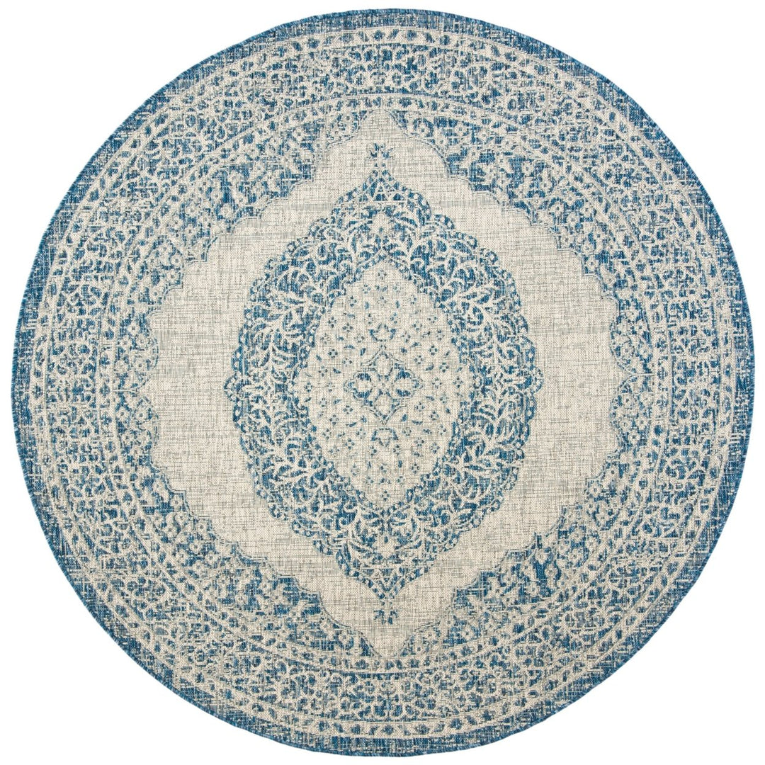 SAFAVIEH Outdoor CY8751-36812 Courtyard Light Grey / Blue Rug Image 1