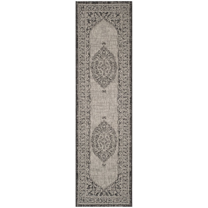 SAFAVIEH Outdoor CY8751-37612 Courtyard Light Grey / Black Rug Image 1