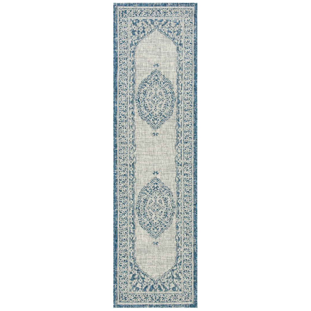 SAFAVIEH Outdoor CY8751-36812 Courtyard Light Grey / Blue Rug Image 1