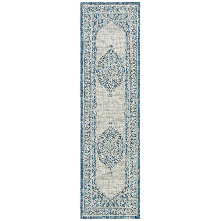 SAFAVIEH Outdoor CY8751-36812 Courtyard Light Grey / Blue Rug Image 1