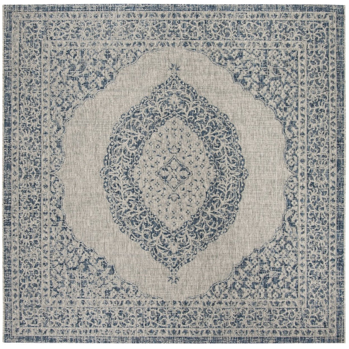 SAFAVIEH Outdoor CY8751-36812 Courtyard Light Grey / Blue Rug Image 1