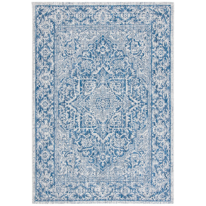 SAFAVIEH Outdoor CY8763-36812 Courtyard Light Grey / Navy Rug Image 1