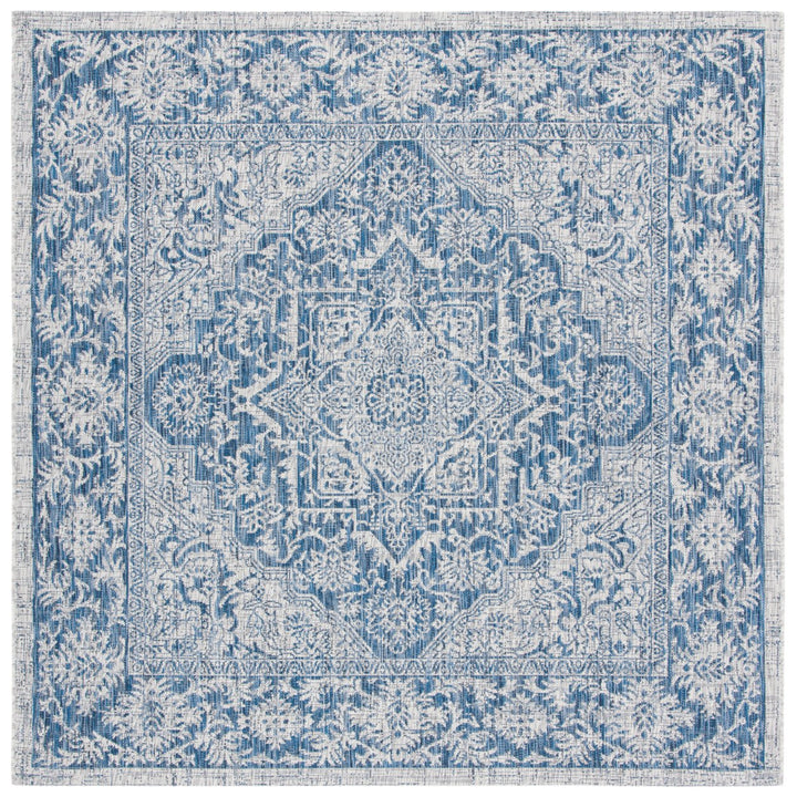 SAFAVIEH Outdoor CY8763-36812 Courtyard Light Grey / Navy Rug Image 1