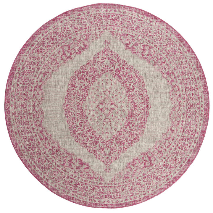 SAFAVIEH Outdoor CY8751-39712 Courtyard Light Grey / Fuchsia Rug Image 1