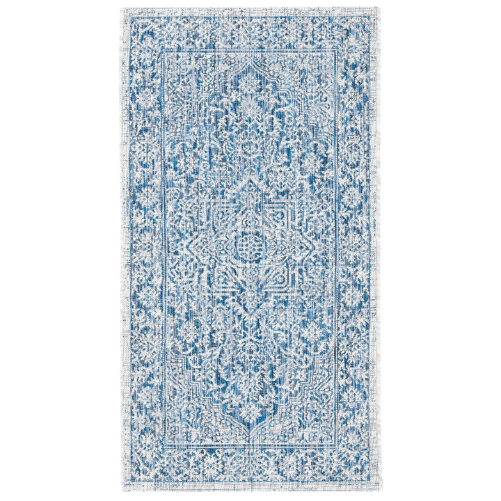 SAFAVIEH Outdoor CY8763-36812 Courtyard Light Grey / Navy Rug Image 1