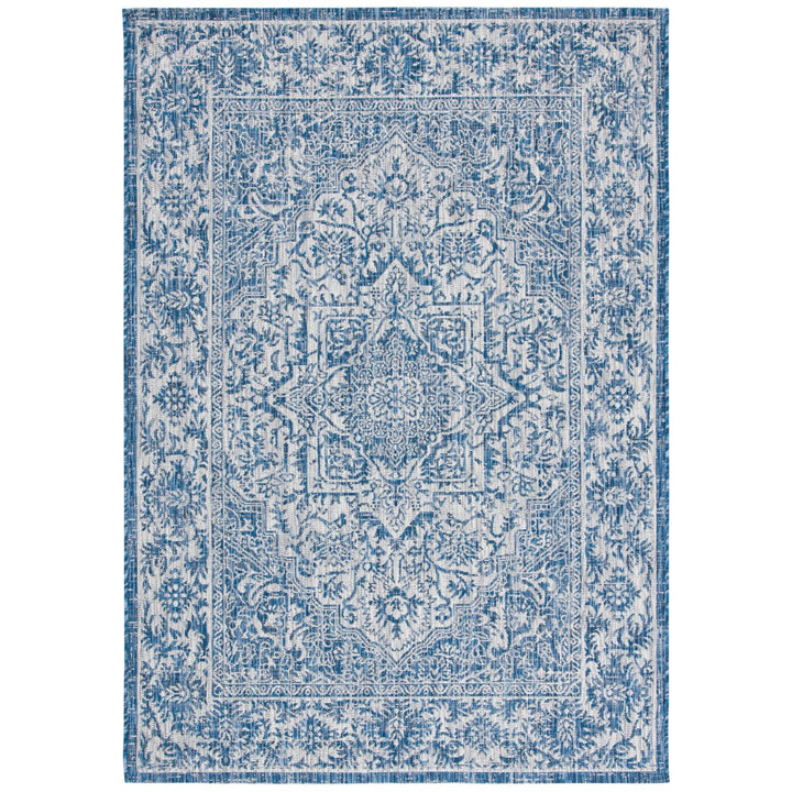 SAFAVIEH Outdoor CY8763-36821 Courtyard Navy / Light Grey Rug Image 1