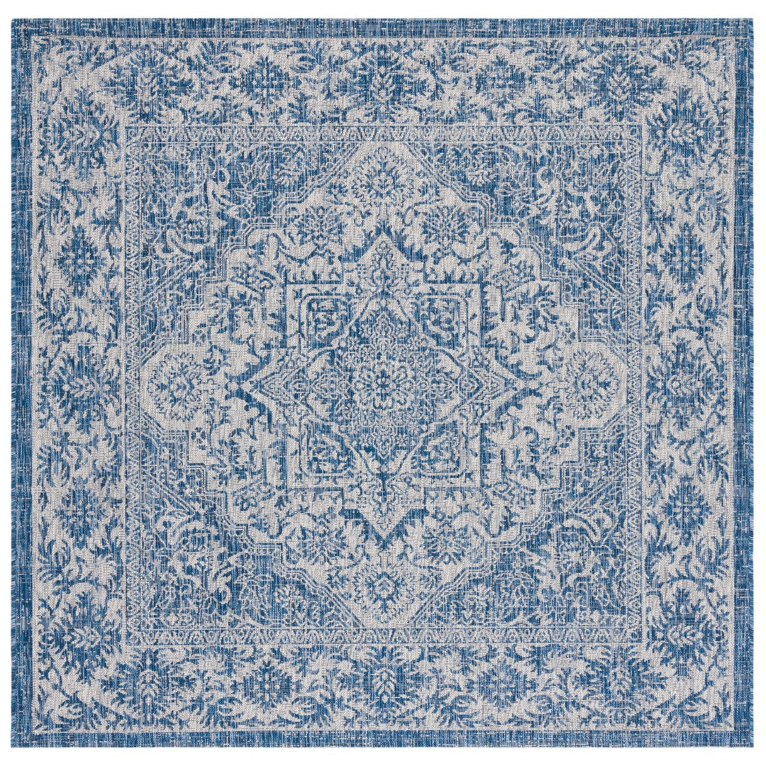 SAFAVIEH Outdoor CY8763-36821 Courtyard Navy / Light Grey Rug Image 1