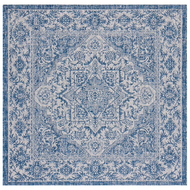 SAFAVIEH Outdoor CY8763-36821 Courtyard Navy / Light Grey Rug Image 1