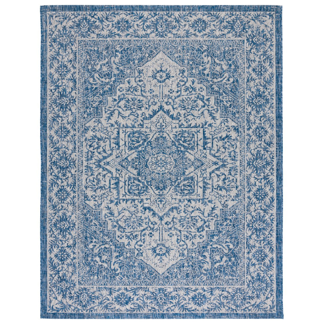 SAFAVIEH Outdoor CY8763-36821 Courtyard Navy / Light Grey Rug Image 1