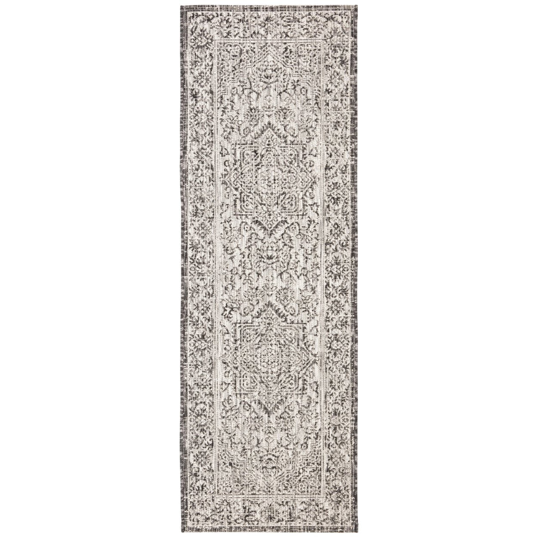 SAFAVIEH Indoor Outdoor CY8763-376 Courtyard Slate / Grey Rug Image 1